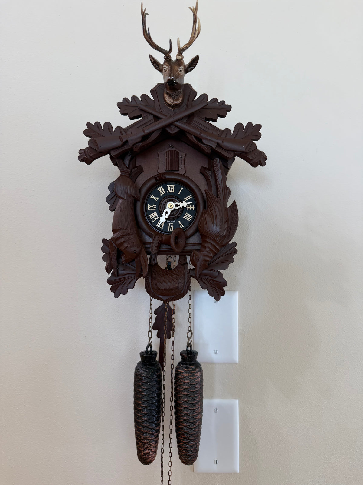 Restored Vintage German 8-Day After the Hunt Cuckoo Clock – Stag & Game