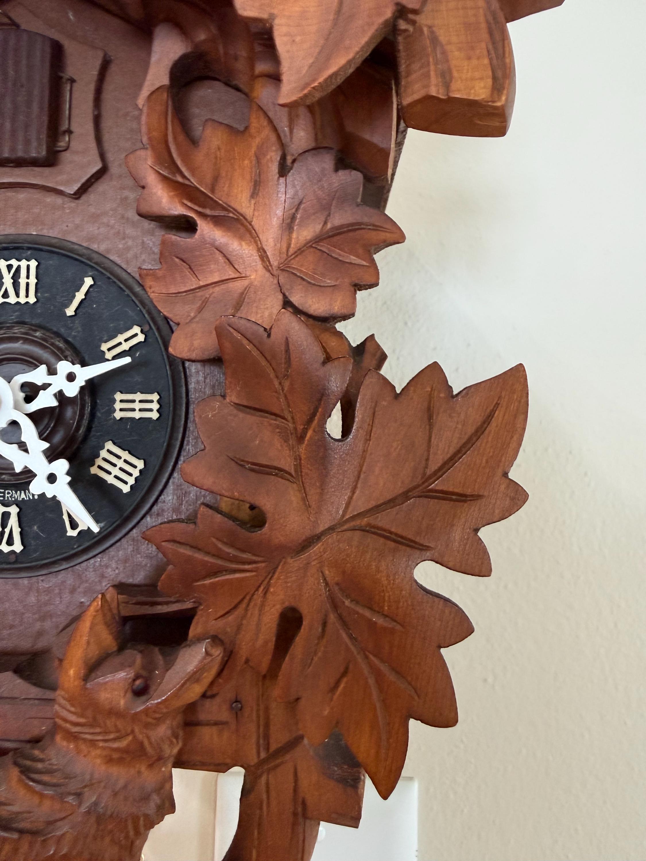 Restored German Fox, Raven & Grapes Cuckoo Clock – 1-Day