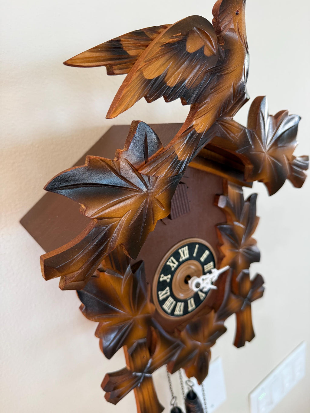Restored E. Schmeckenbecher Bird & Maple Leaf Cuckoo Clock – 1-Day