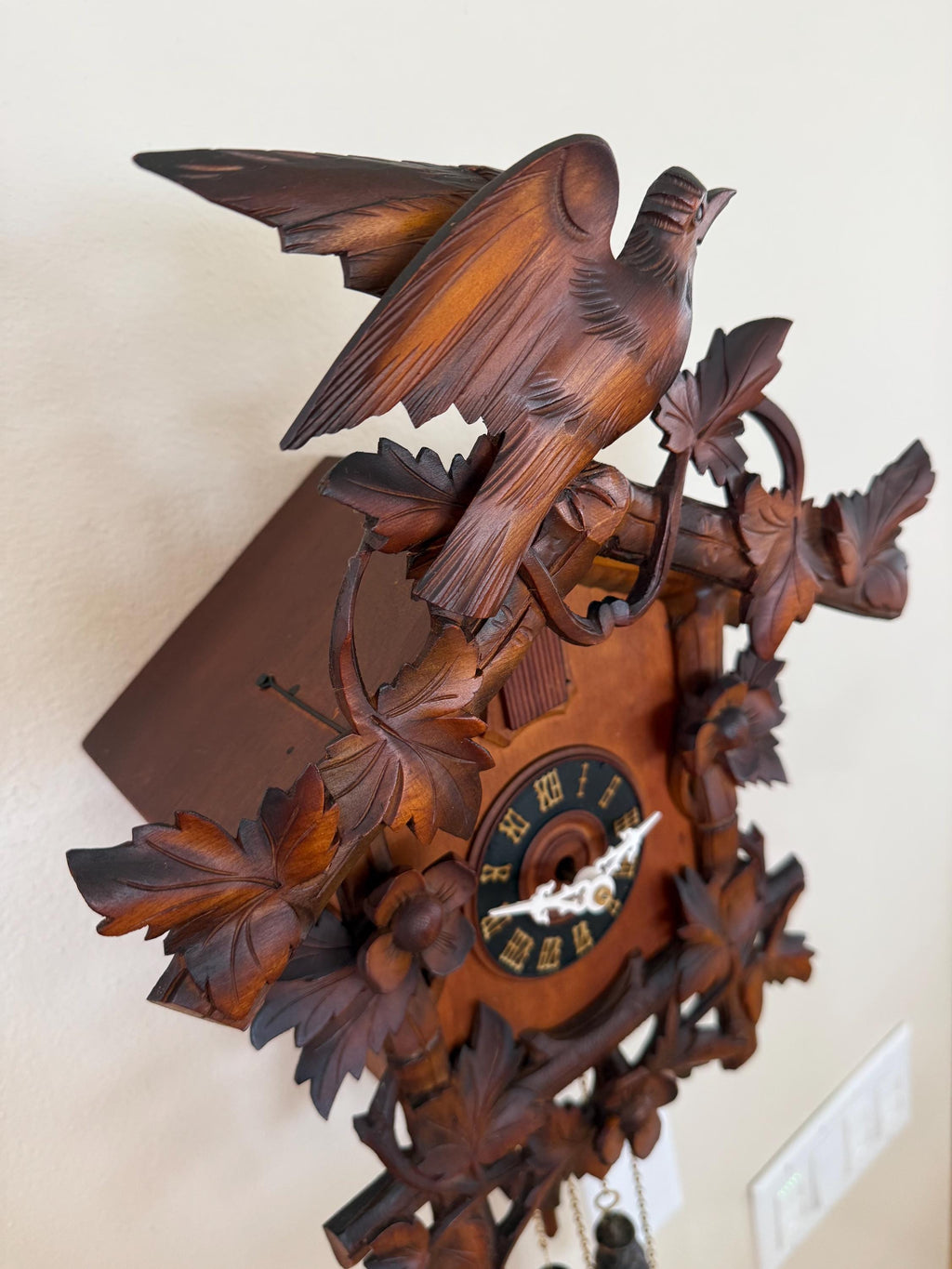 Restored German Bird & Maple Leaf Cuckoo Clock – 1-Day