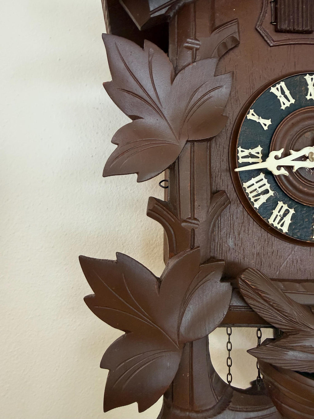 Restored Vintage German Cuckoo/Quail Clock – Black Forest Carved Wall Clock – Fully Serviced And Tested