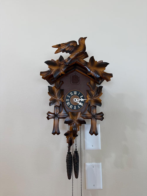Restored E. Schmeckenbecher Bird & Maple Leaf Cuckoo Clock – 1-Day
