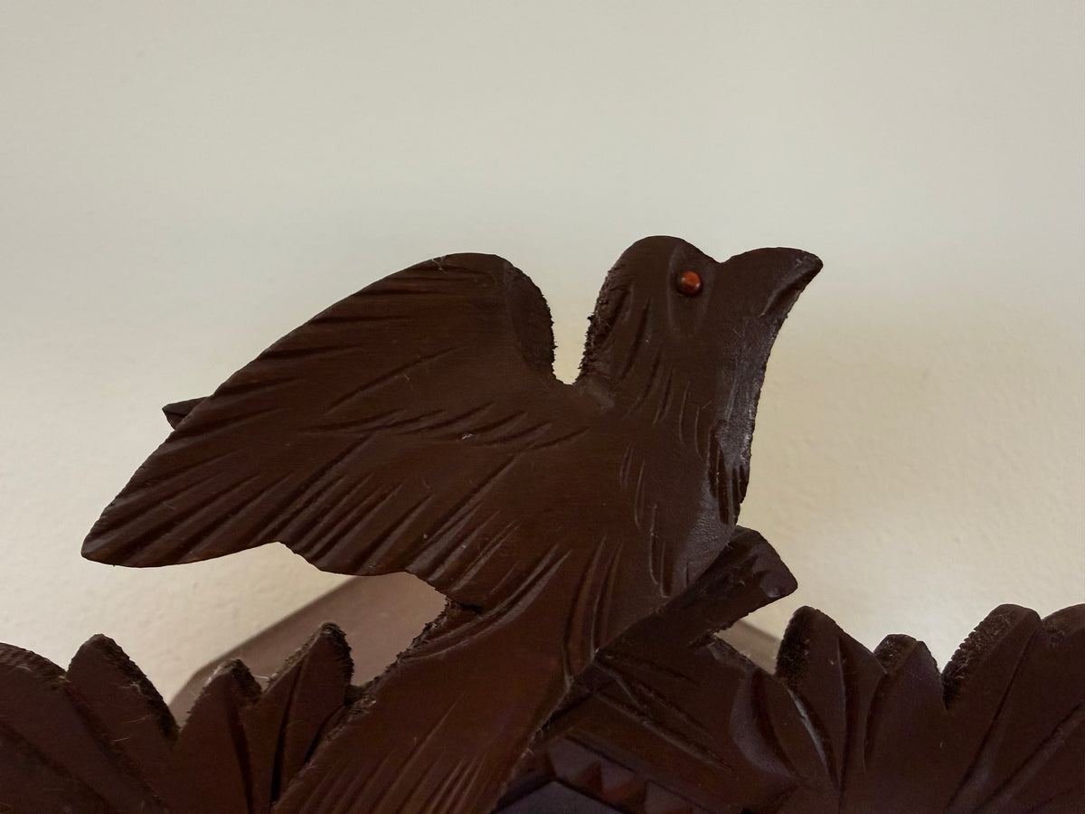 Restored Vintage Hubert Herr Cuckoo Clock – 1-Day German Black Forest Bird and Maple Leaf Clock
