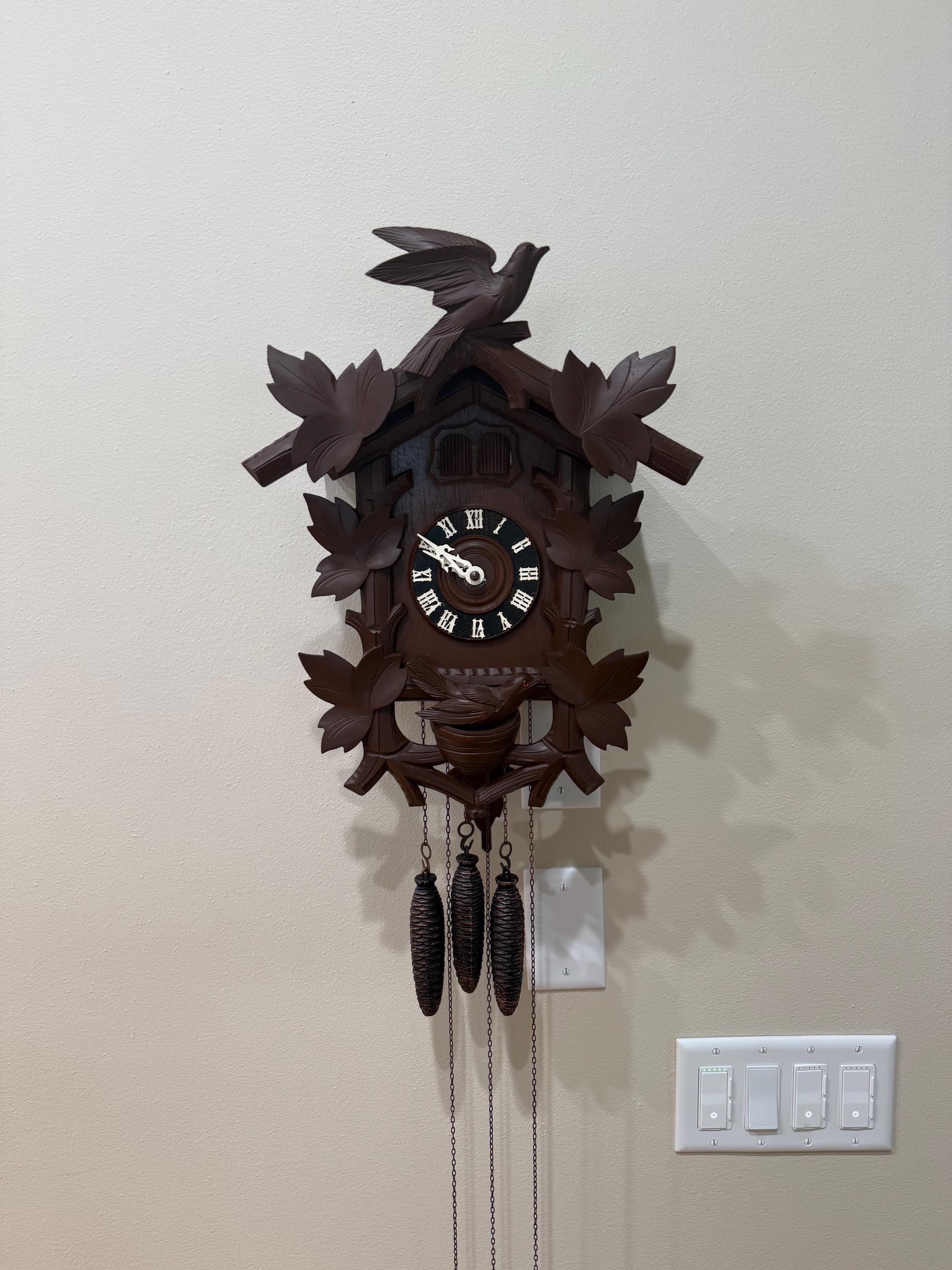 Restored Vintage German Cuckoo/Quail Clock – Black Forest Carved Wall Clock – Fully Serviced And Tested