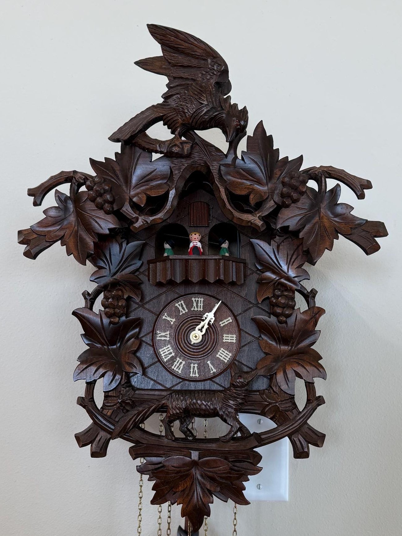 Restored German Fox & Raven Musical Cuckoo Clock – 8-Day