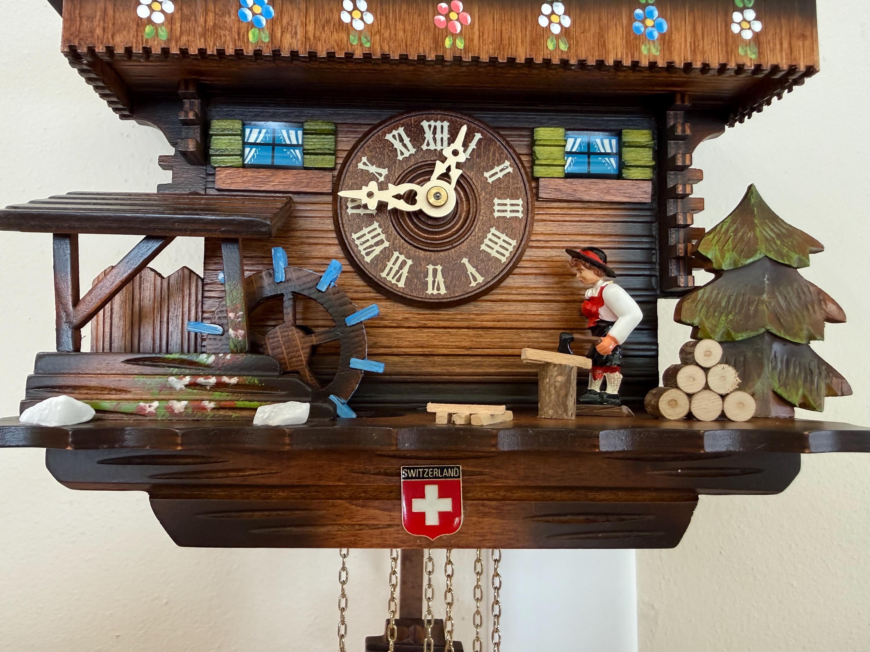 Restored Swiss Wood Chopper Musical Cuckoo Clock – 1-Day