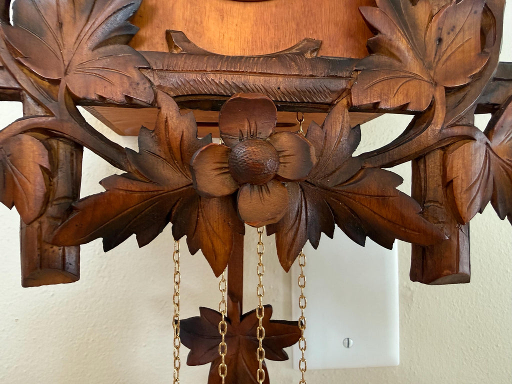 Restored German Bird & Maple Leaf Cuckoo Clock – 1-Day