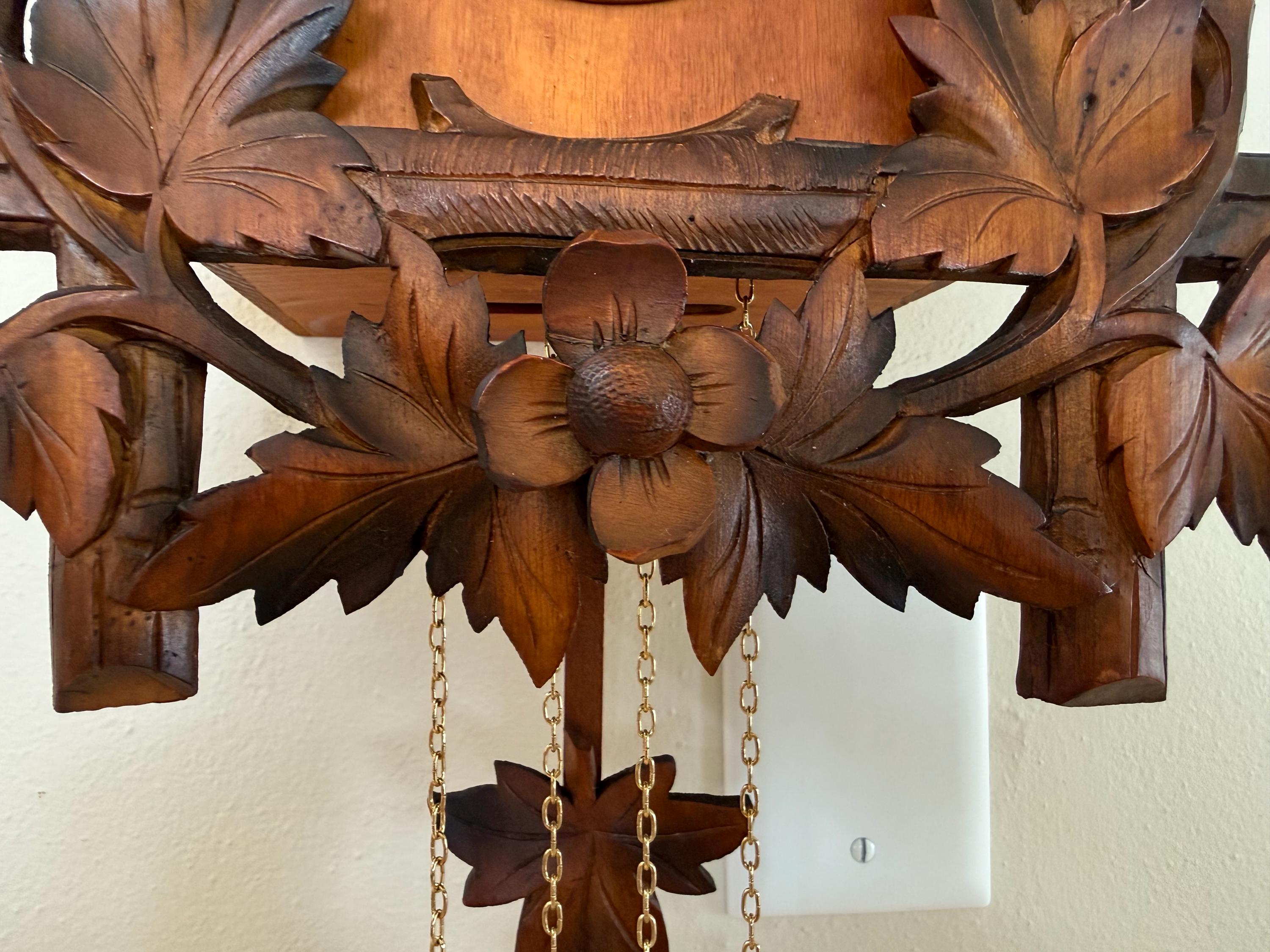 Restored German Bird & Maple Leaf Cuckoo Clock – 1-Day