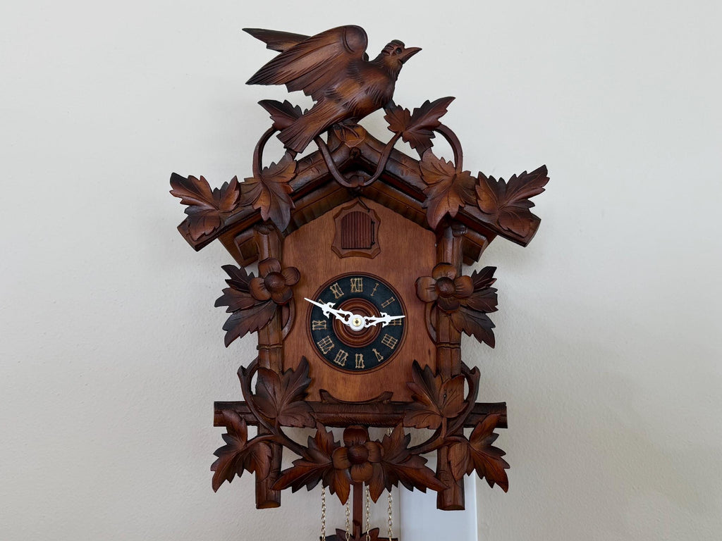Restored German Bird & Maple Leaf Cuckoo Clock – 1-Day