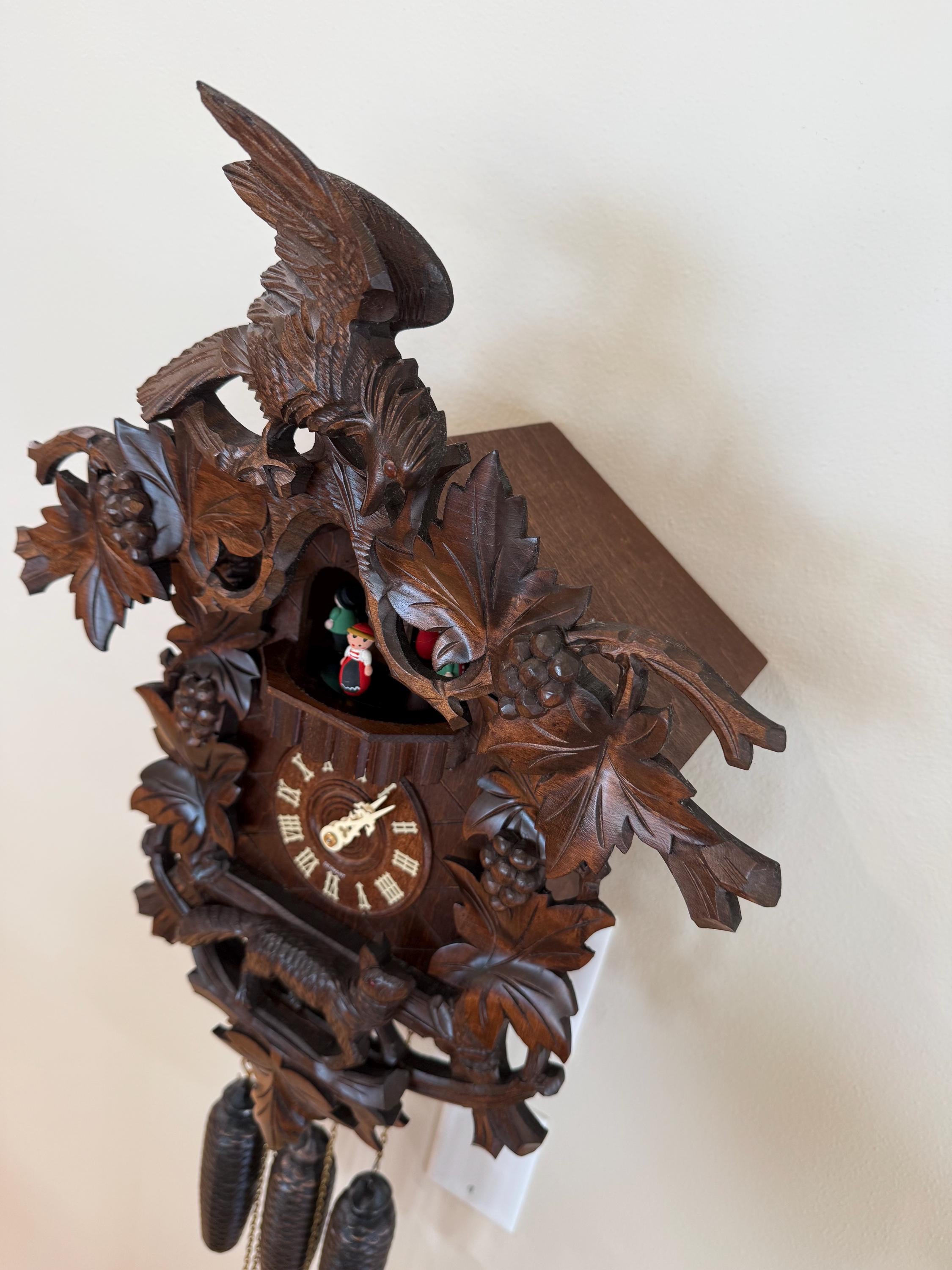 Restored German Fox & Raven Musical Cuckoo Clock – 8-Day