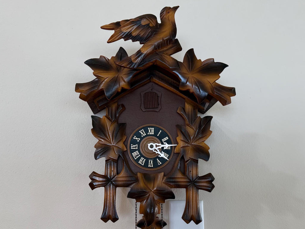 Restored E. Schmeckenbecher Bird & Maple Leaf Cuckoo Clock – 1-Day