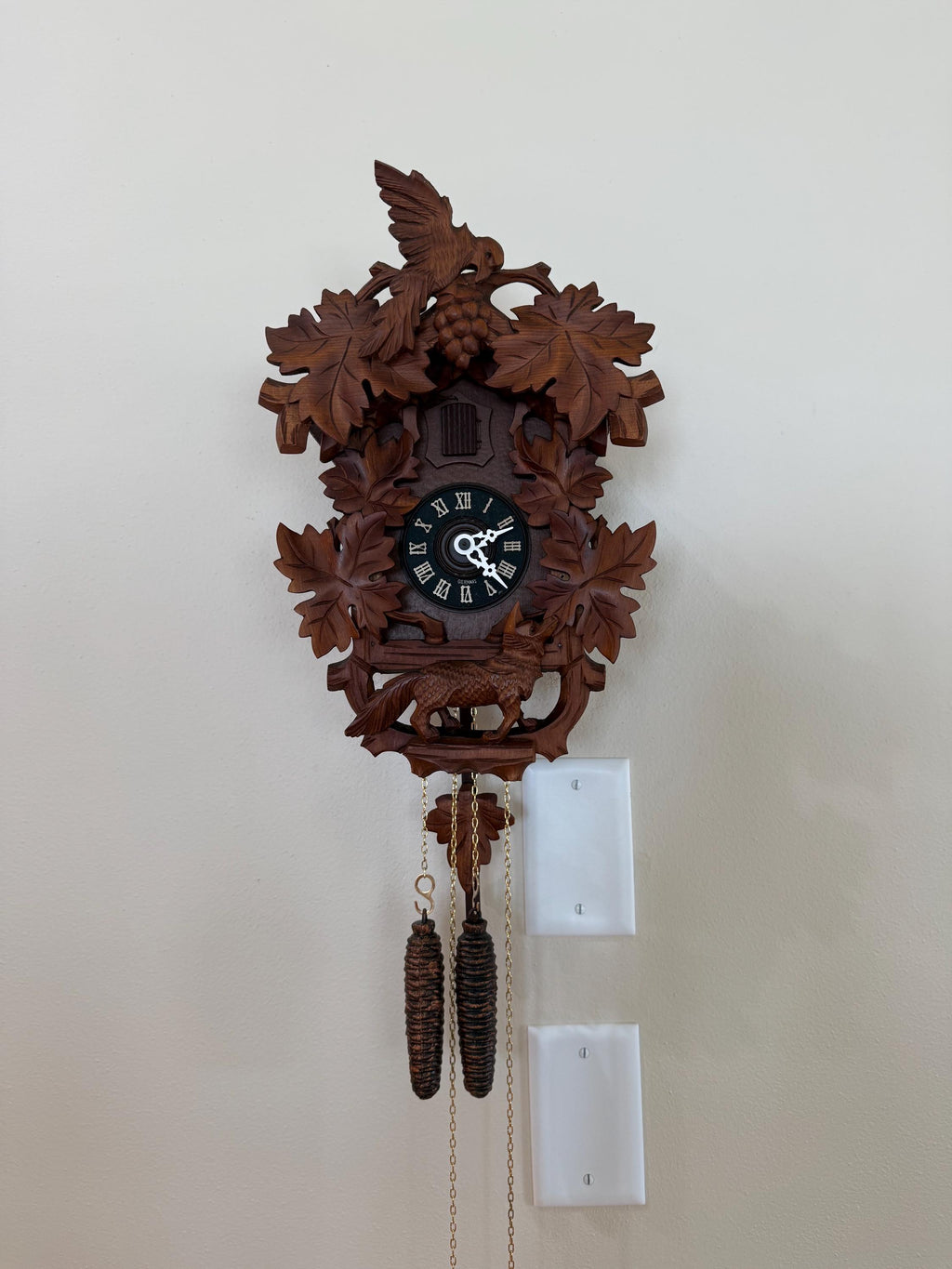Restored German Fox, Raven & Grapes Cuckoo Clock – 1-Day
