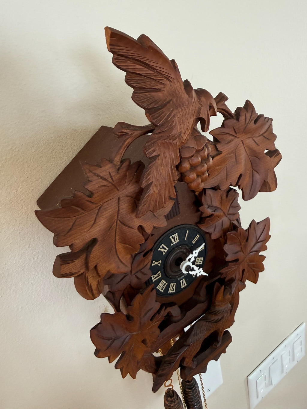 Restored German Fox, Raven & Grapes Cuckoo Clock – 1-Day