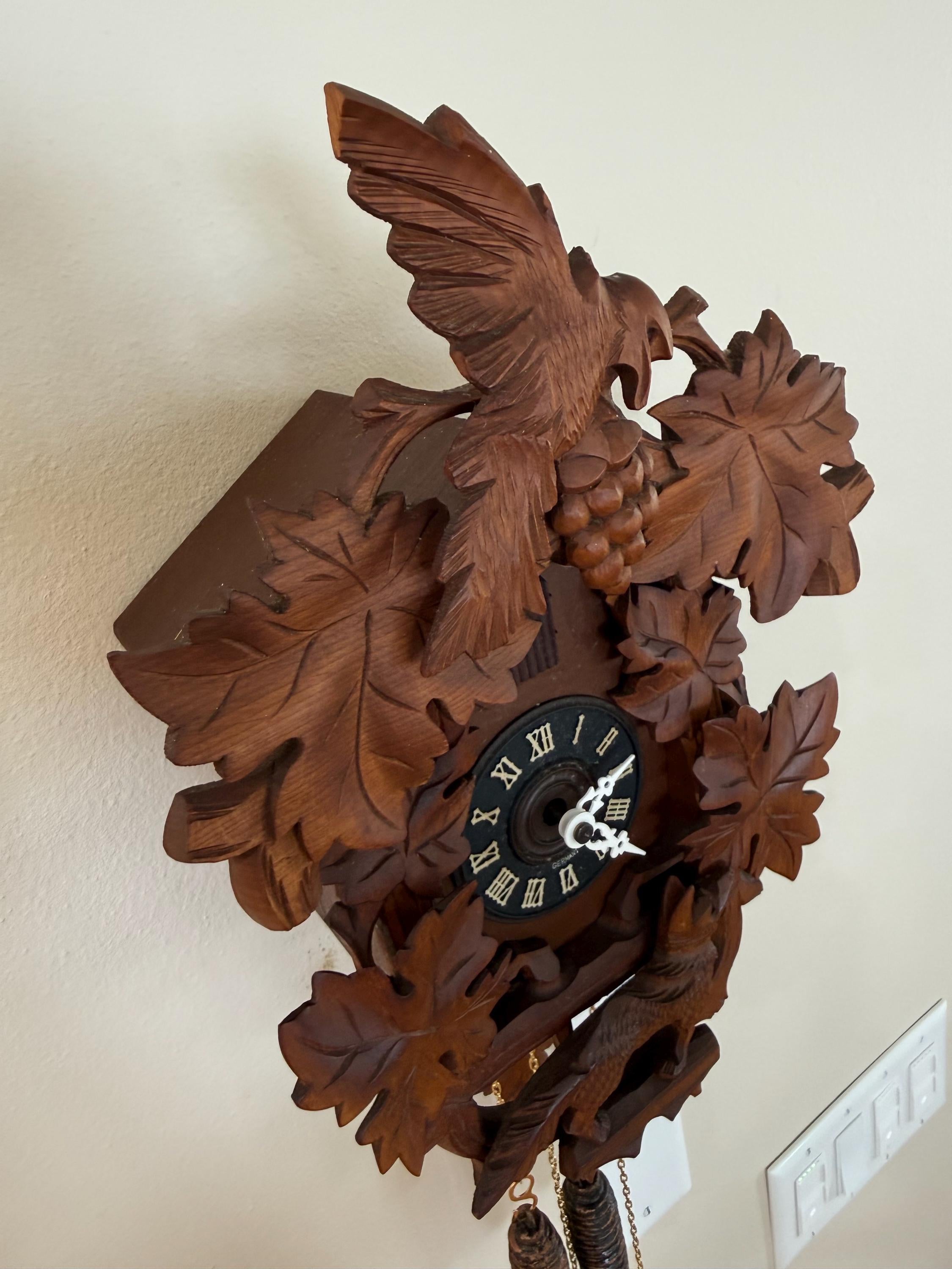 Restored German Fox, Raven & Grapes Cuckoo Clock – 1-Day