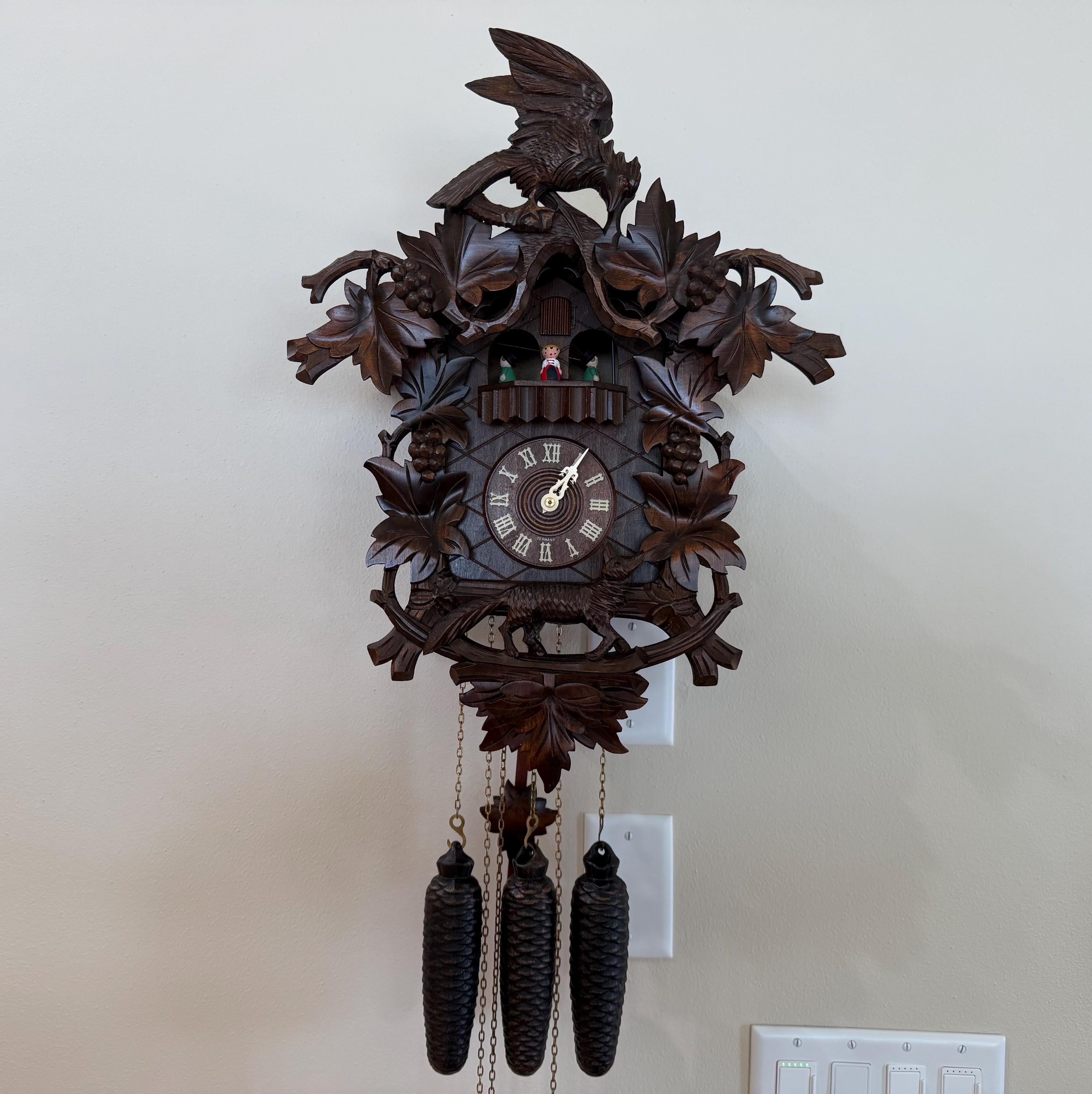 Restored German Fox & Raven Musical Cuckoo Clock – 8-Day