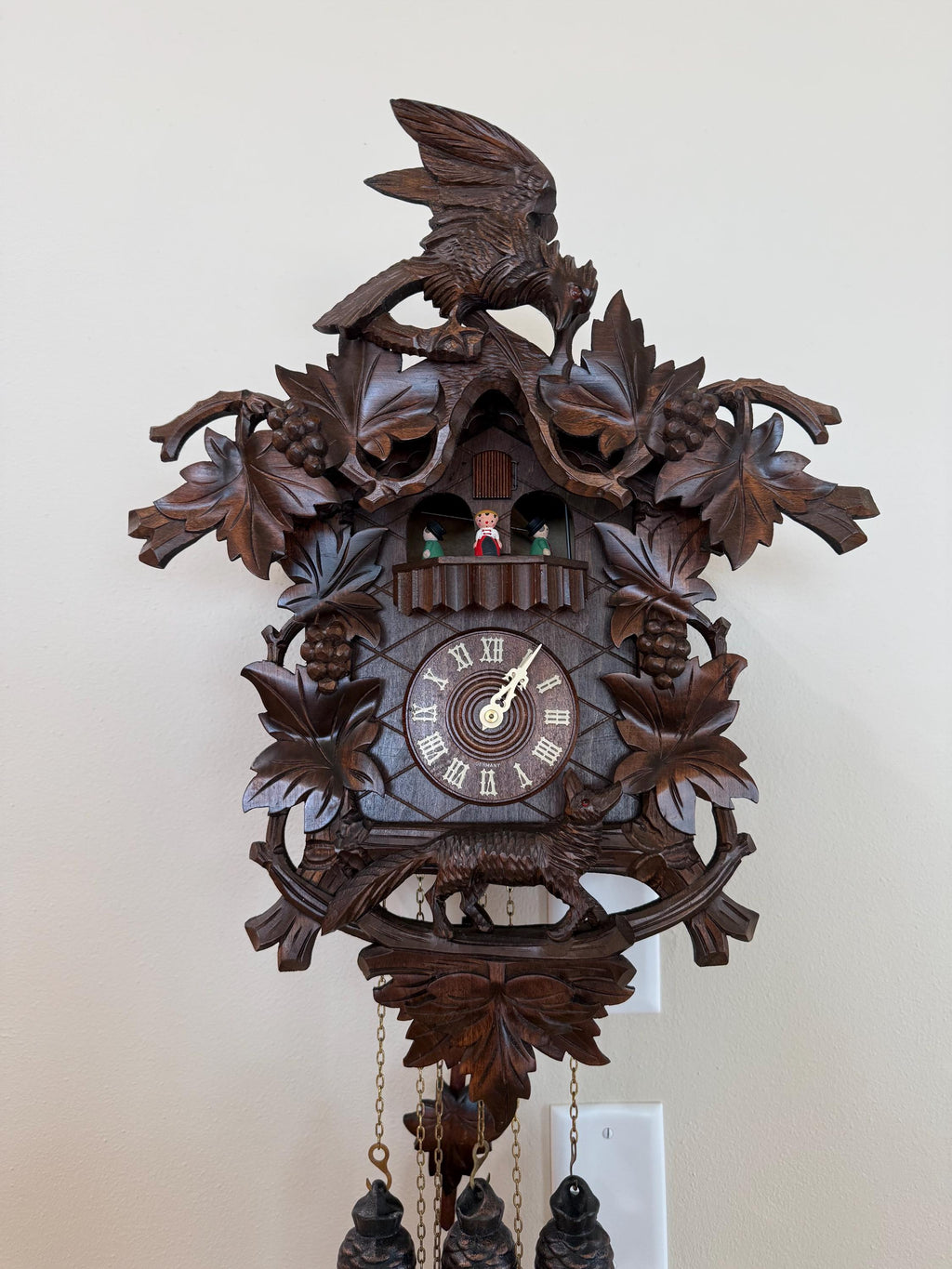 Restored German Fox & Raven Musical Cuckoo Clock – 8-Day