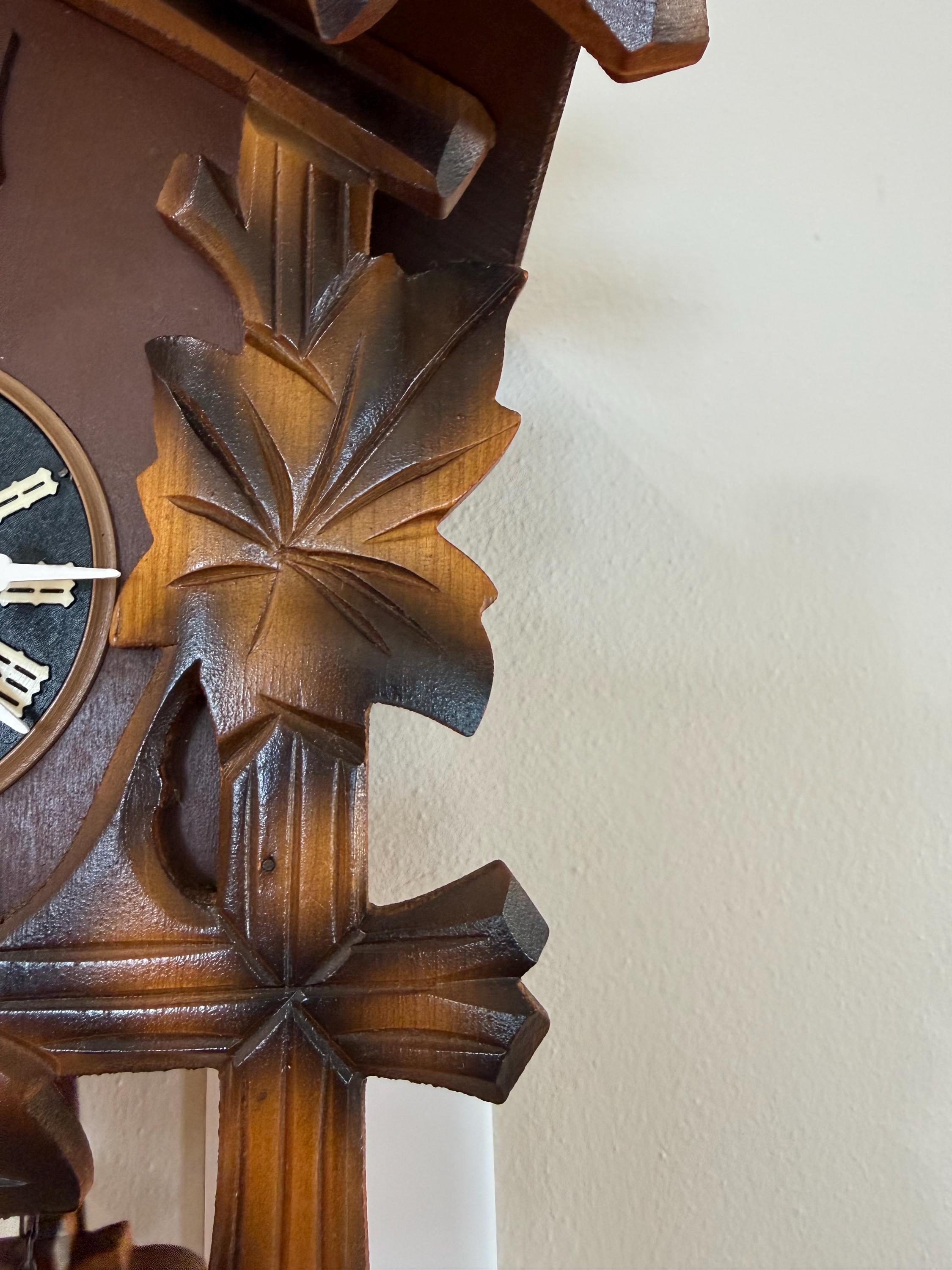Restored E. Schmeckenbecher Bird & Maple Leaf Cuckoo Clock – 1-Day