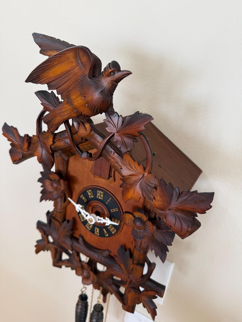Restored German Bird & Maple Leaf Cuckoo Clock – 1-Day