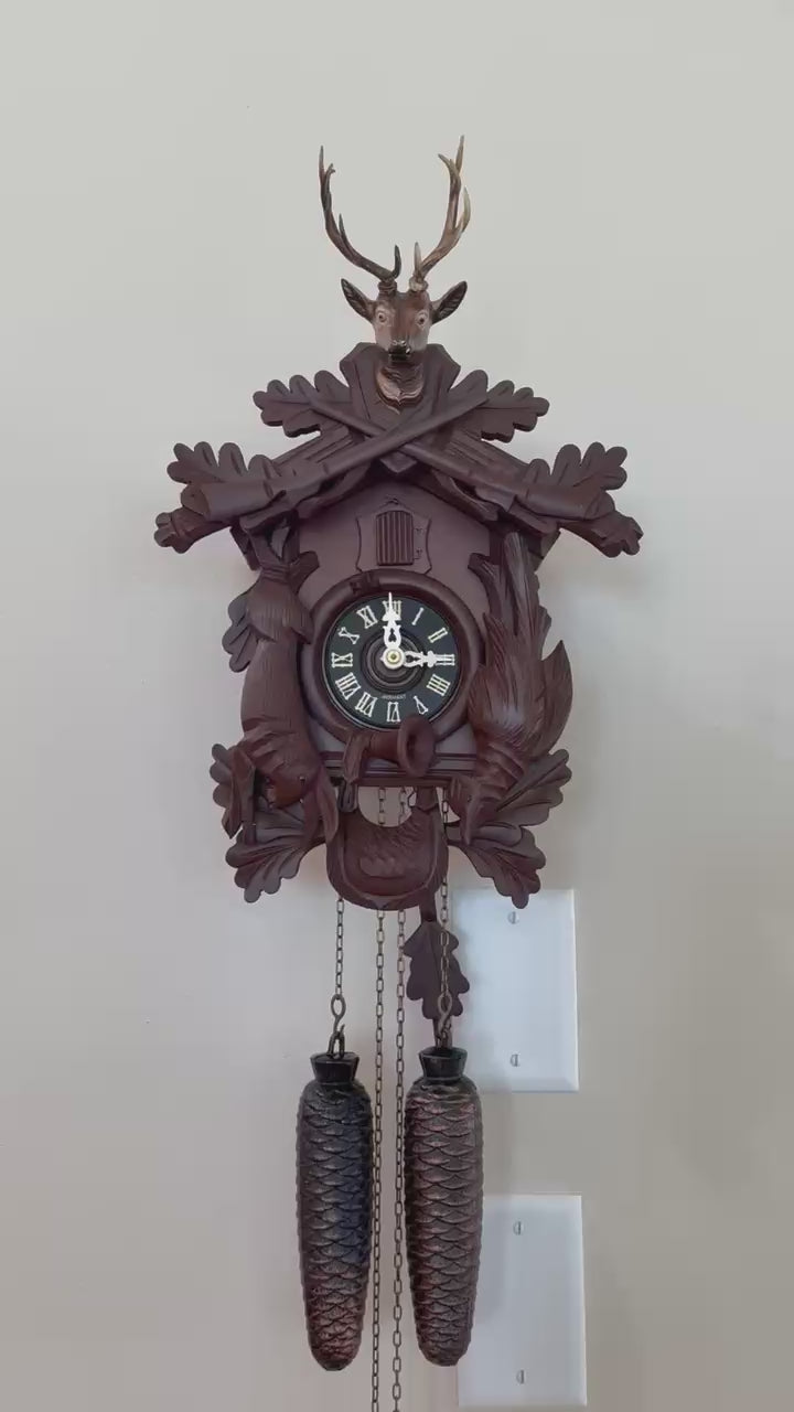 Restored Vintage German 8-Day After the Hunt Cuckoo Clock – Stag & Game